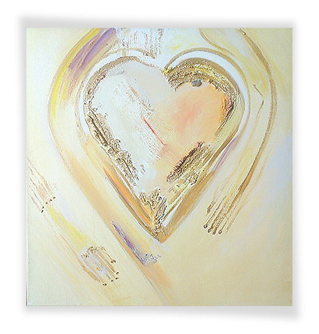 Gemälde in hellen, weichen Farben. Acryl mit Quarzsand. 40 x 40 x 4 cm